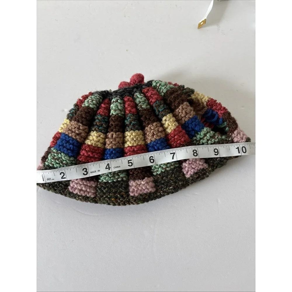 Hand Knitted Multi Colored Ribbed Tea Cozy Hat Medium Teapot